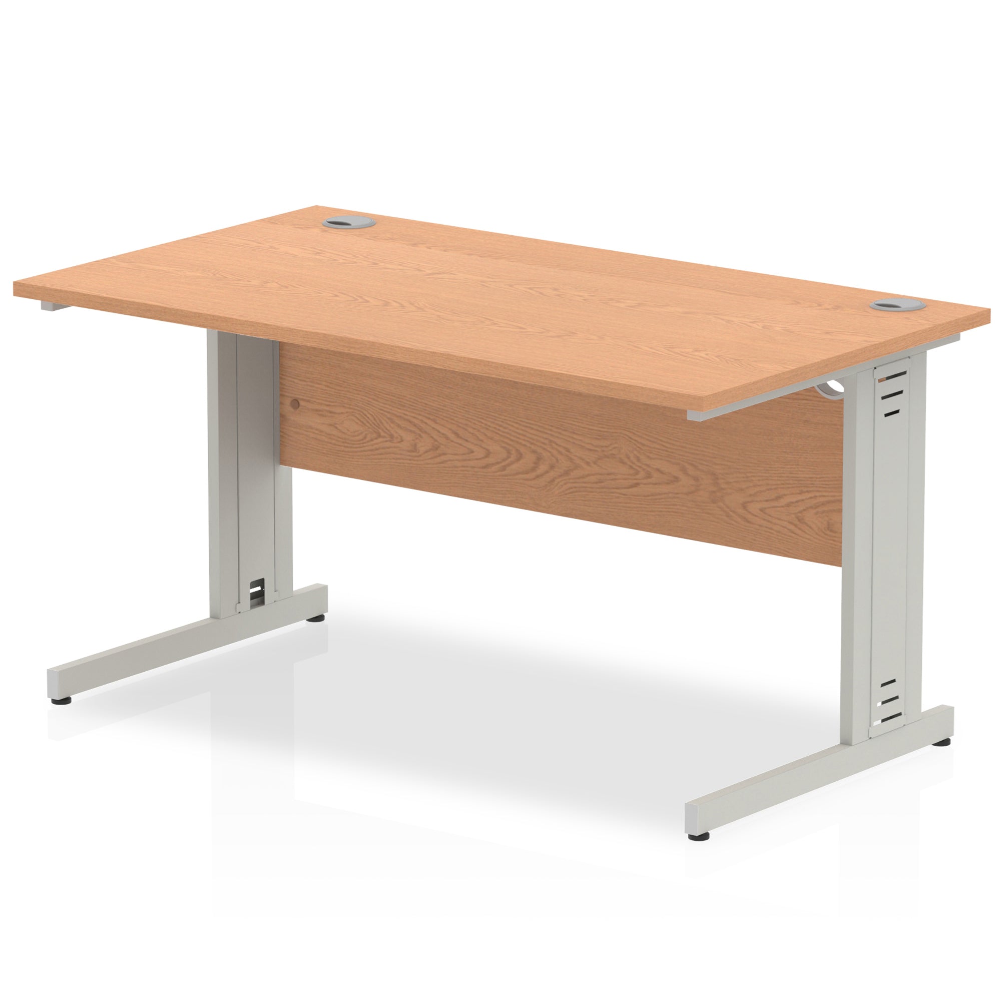 Office furniture impulse-140mm-straight-desk-cable-managed-leg Dynamic  Silver Colour Oak 