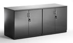Office Cupboard High Gloss Double Door With Credenza Top by Dynamic Black 160  Wide  Wide