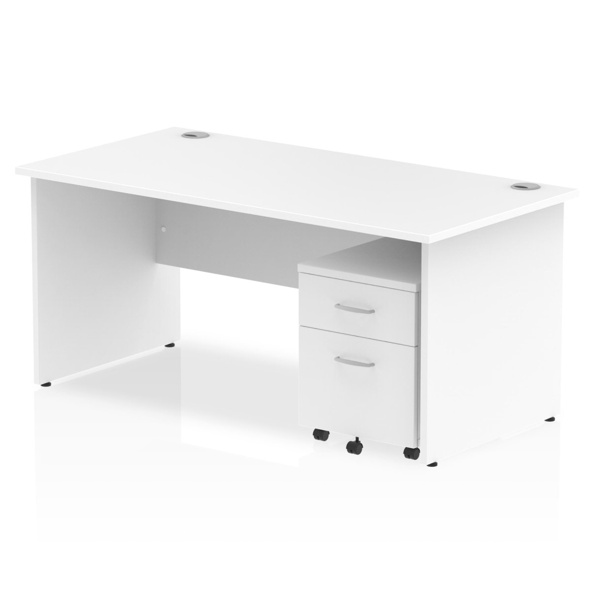 Office furniture impulse-panel-end-straight-desk-with-mobile-pedestal Dynamic  White Desk Colour 160 Wide