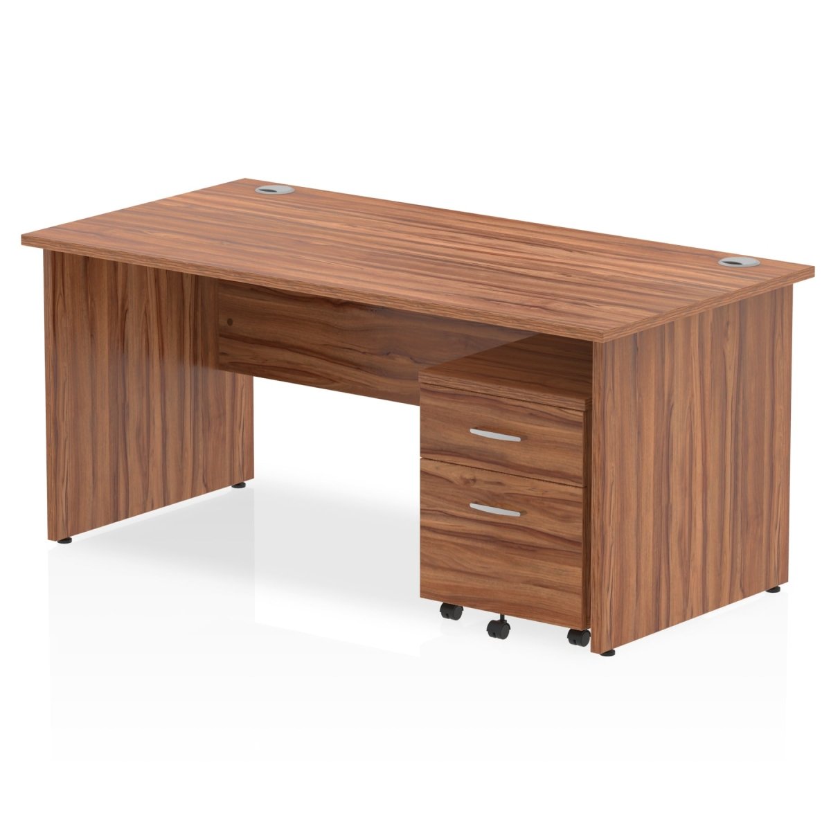 Office furniture impulse-panel-end-straight-desk-with-mobile-pedestal Dynamic  Walnut Desk Colour 160 Wide