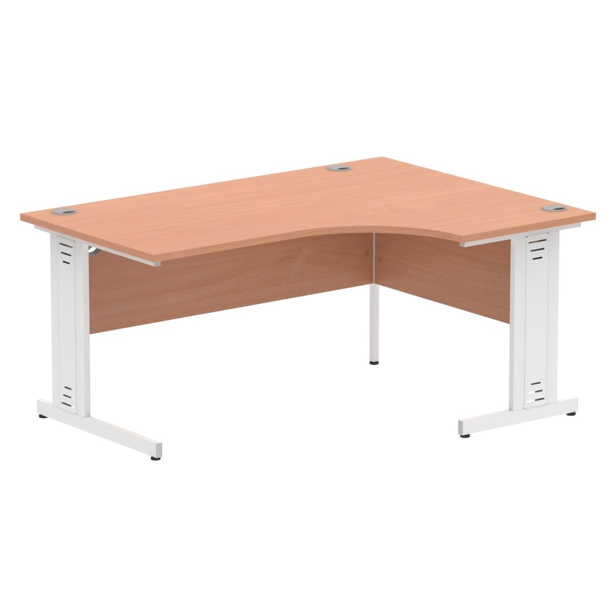 Office furniture impulse-160mm-right-crescent-desk-cable-managed-leg Dynamic  Beech Desk Colour Silver Leg
