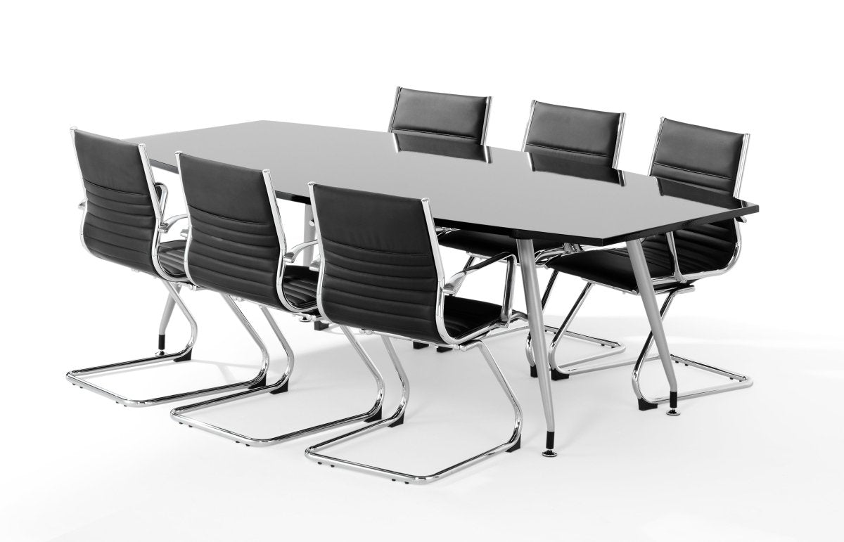 Office Boardroom Table High Gloss Top Writable in White or Black Black Desk Colour 180 Wide