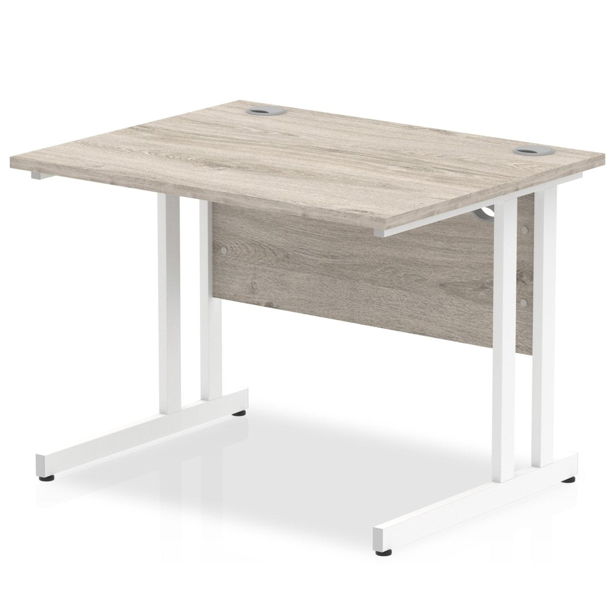 Office furniture impulse-100mm-straight-desk-cantilever-leg Dynamic  White Colour Grey Oak 