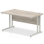 Office furniture impulse-140mm-straight-desk-cantilever-leg Dynamic  Silver Colour Grey Oak 