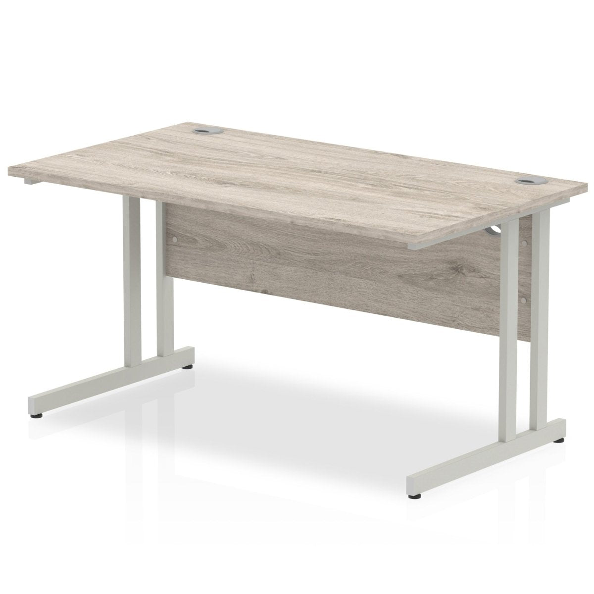Office furniture impulse-140mm-straight-desk-cantilever-leg Dynamic  Silver Colour Grey Oak 