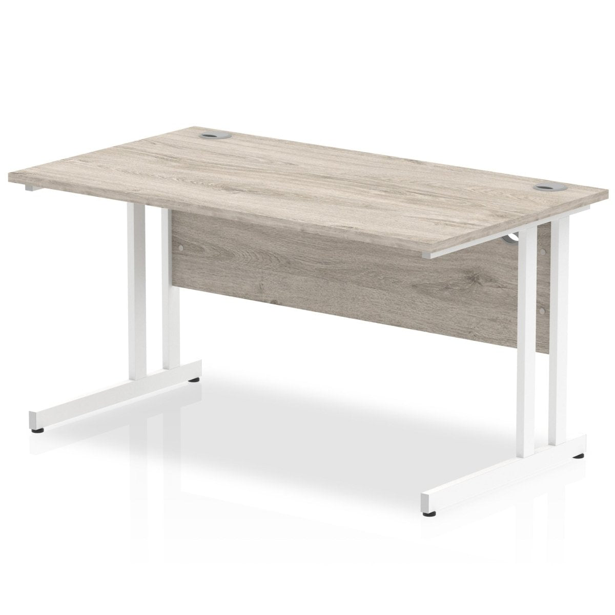 Office furniture impulse-140mm-straight-desk-cantilever-leg Dynamic  White Colour Grey Oak 