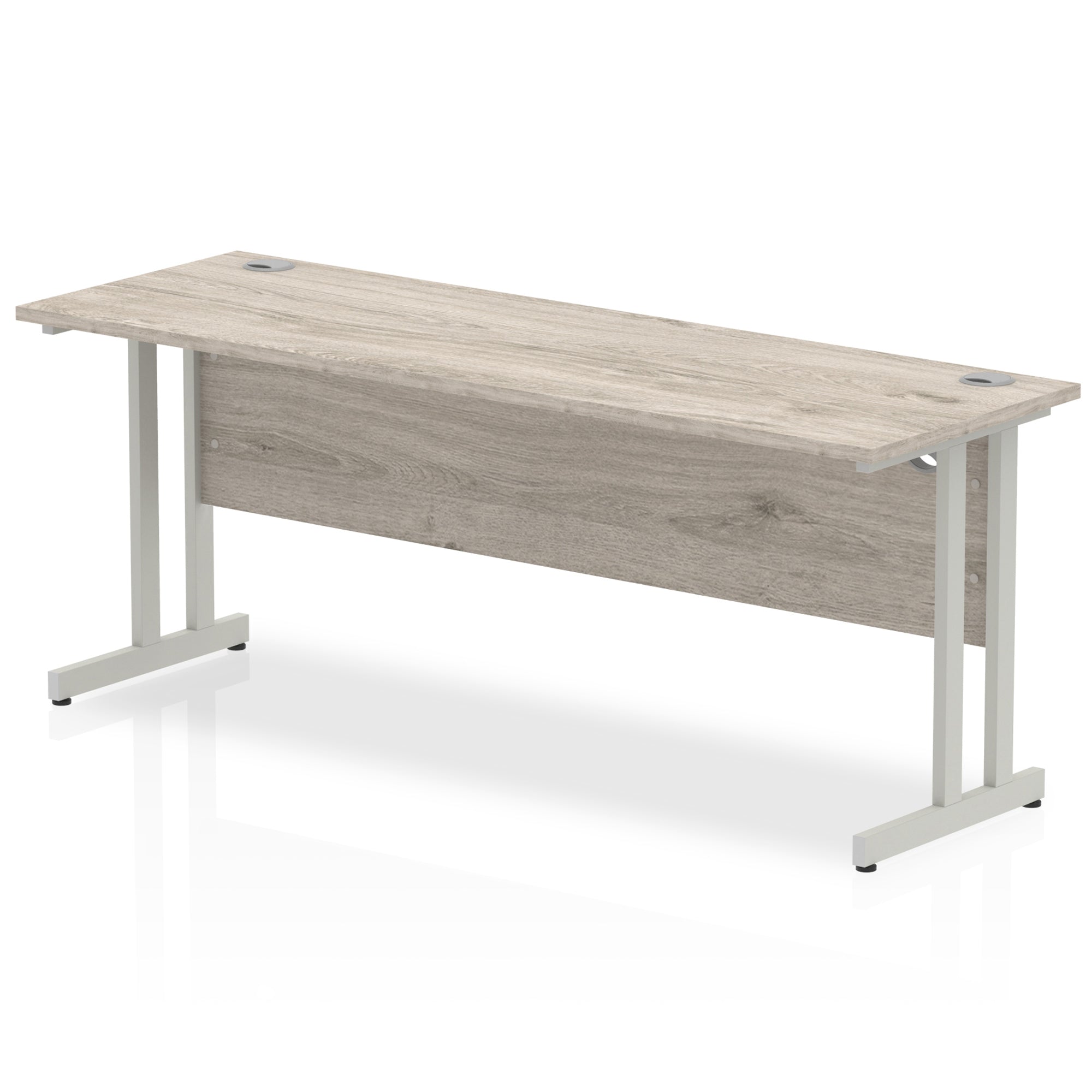 Office furniture impulse-180mm-slimline-desk-cantilever-leg Dynamic  Silver Colour Grey Oak 