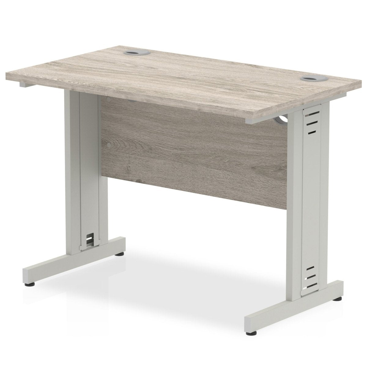 Office furniture impulse-100mm-slimline-desk-cable-managed-leg Dynamic  Silver Colour Grey Oak 