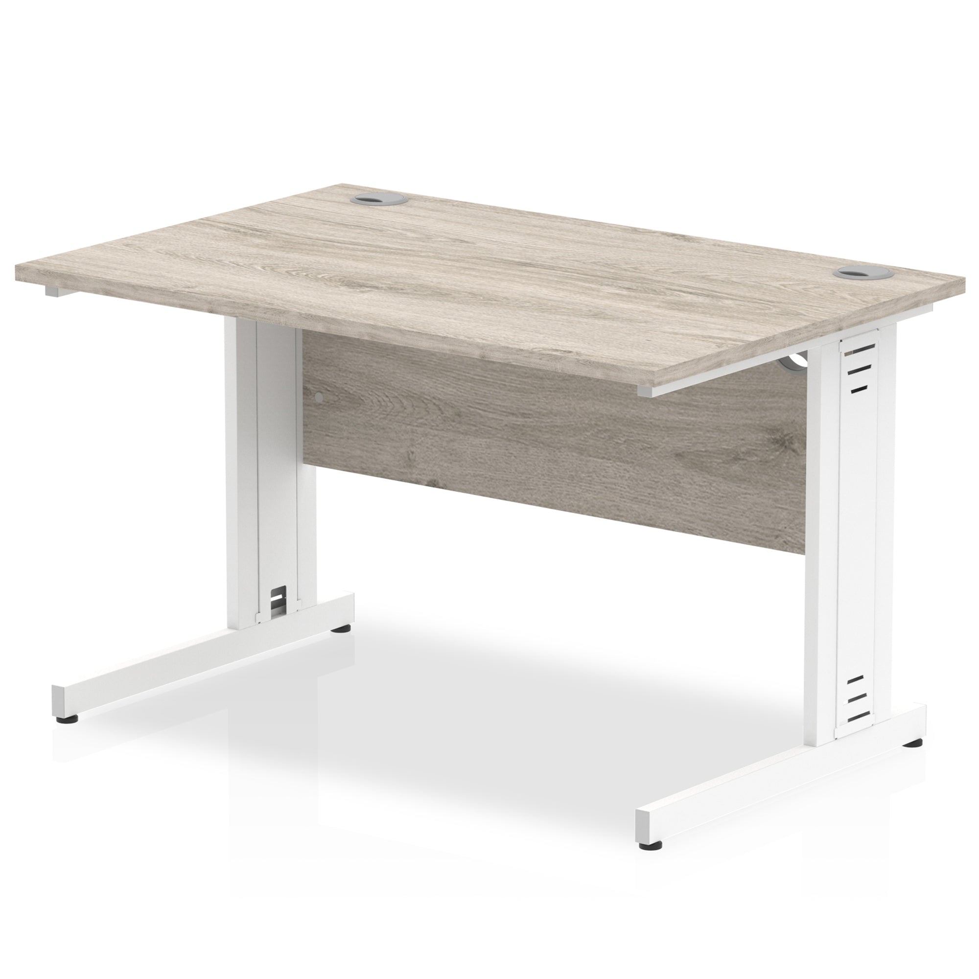 Office furniture impulse-100mm-straight-desk-cable-managed-leg Dynamic  White Colour Grey Oak 