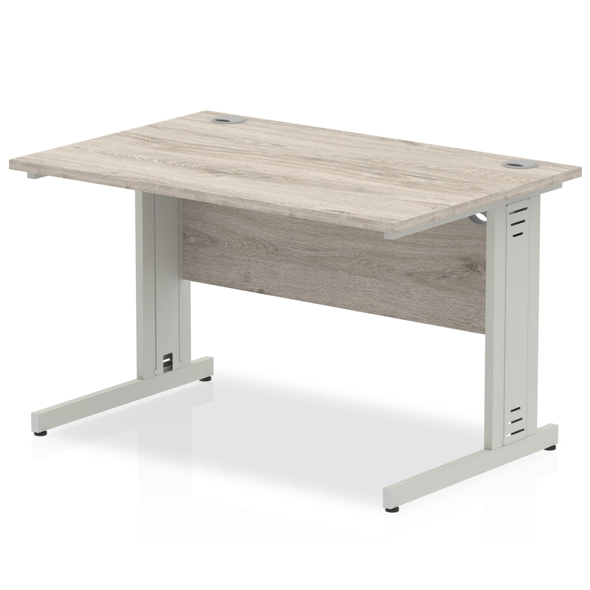 Office furniture impulse-120mm-straight-desk-cable-managed-leg Dynamic  Silver Colour Grey Oak 