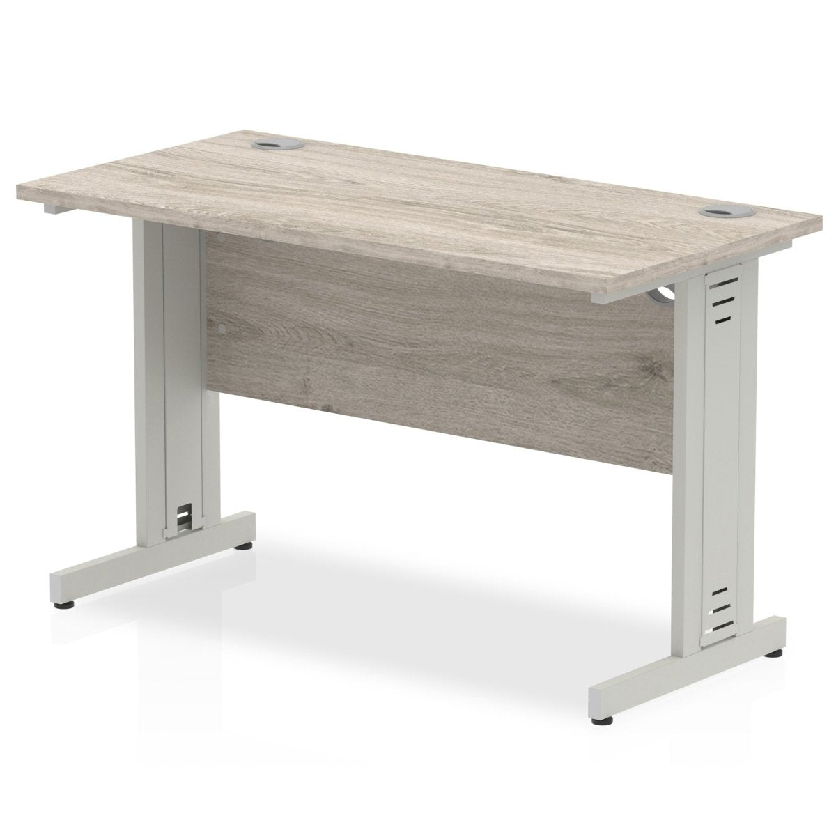 Office furniture impulse-120mm-slimline-desk-cable-managed-leg Dynamic  Silver Colour Grey Oak 