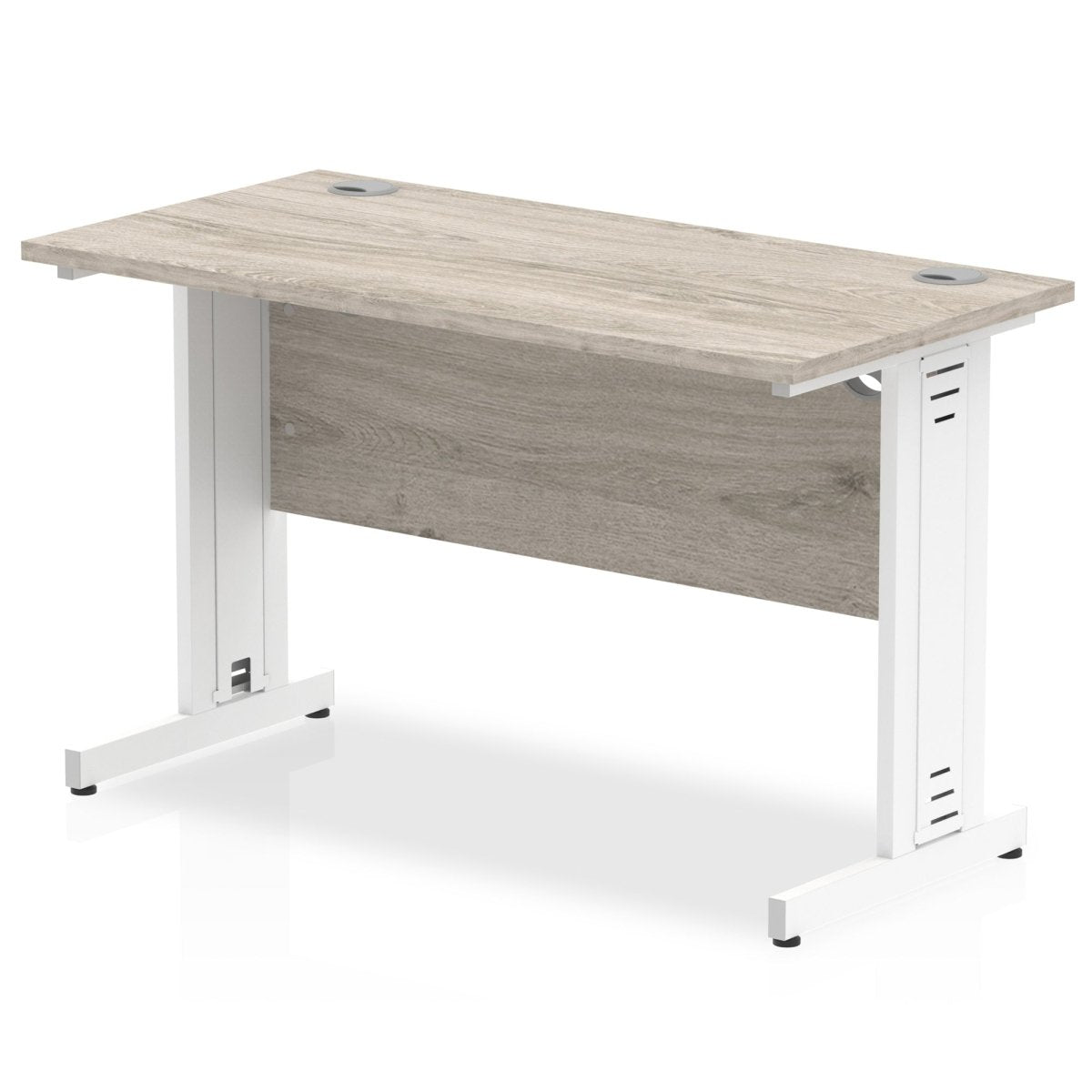 Office furniture impulse-120mm-slimline-desk-cable-managed-leg Dynamic  White Colour Grey Oak 