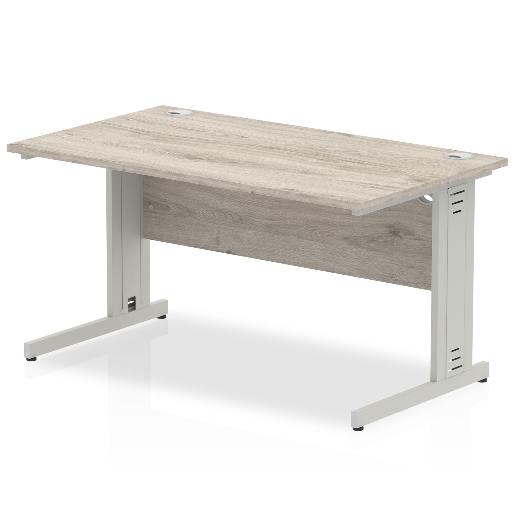 Office furniture impulse-140mm-straight-desk-cable-managed-leg Dynamic  Silver Colour Grey Oak 