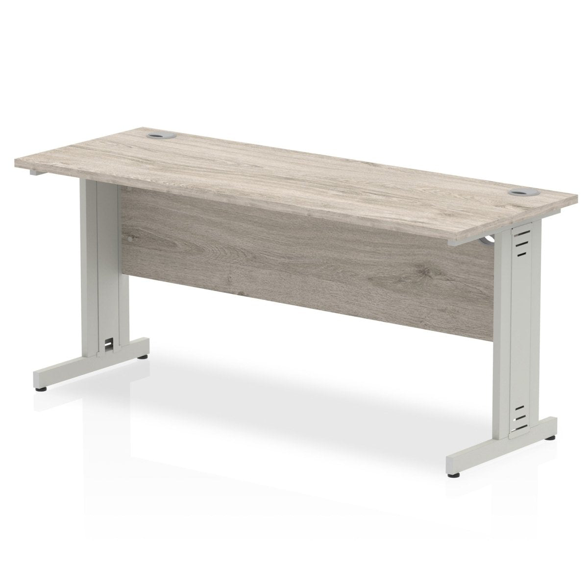 Office furniture impulse-160mm-slimline-desk-cable-managed-leg Dynamic  Silver Colour Grey Oak 
