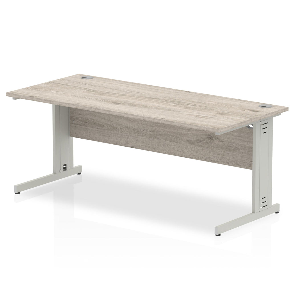 Office furniture impulse-180mm-straight-desk-cable-managed-leg Dynamic  Silver Colour Grey Oak 