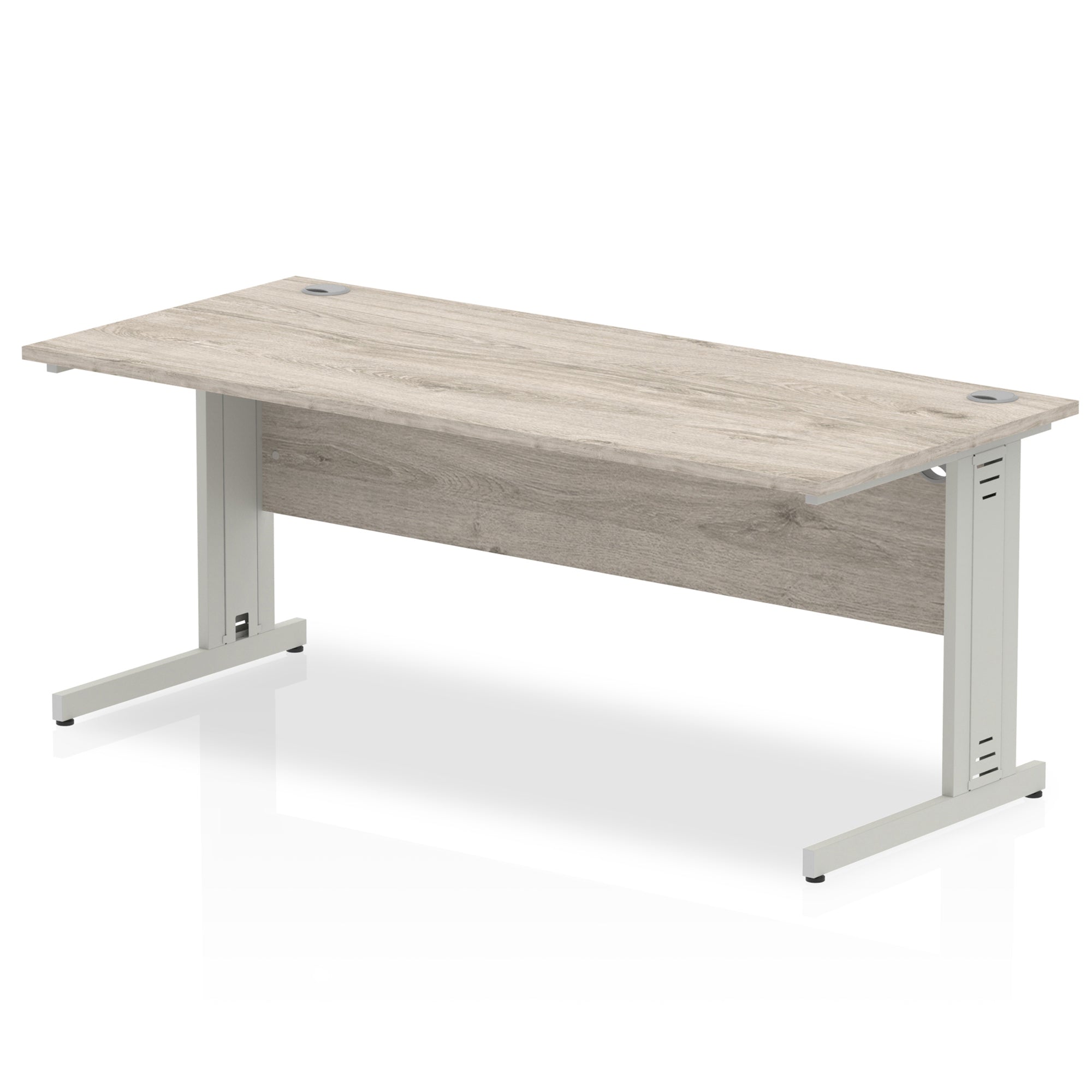 Office furniture impulse-180mm-straight-desk-cable-managed-leg Dynamic  Silver Colour Grey Oak 