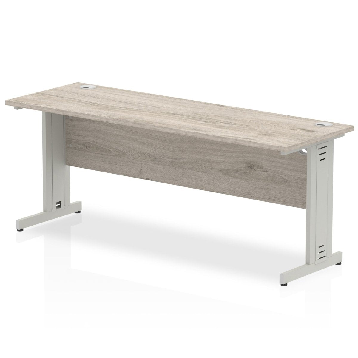 Office furniture impulse-180mm-slimline-desk-cable-managed-leg Dynamic  Silver Colour Grey Oak 
