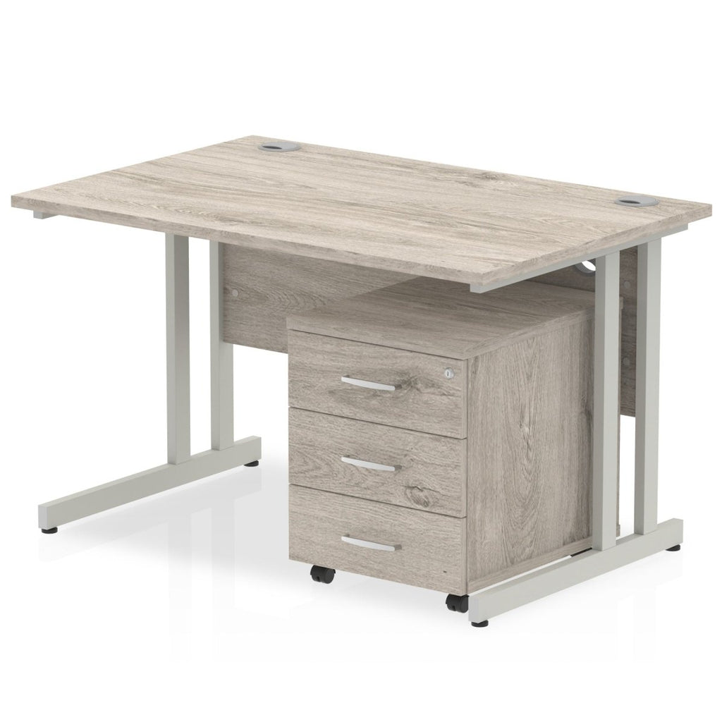 Office furniture impulse-120cm-cantilever-straight-desk-with-mobile-pedestal Dynamic  Beech 3 Drawer   White