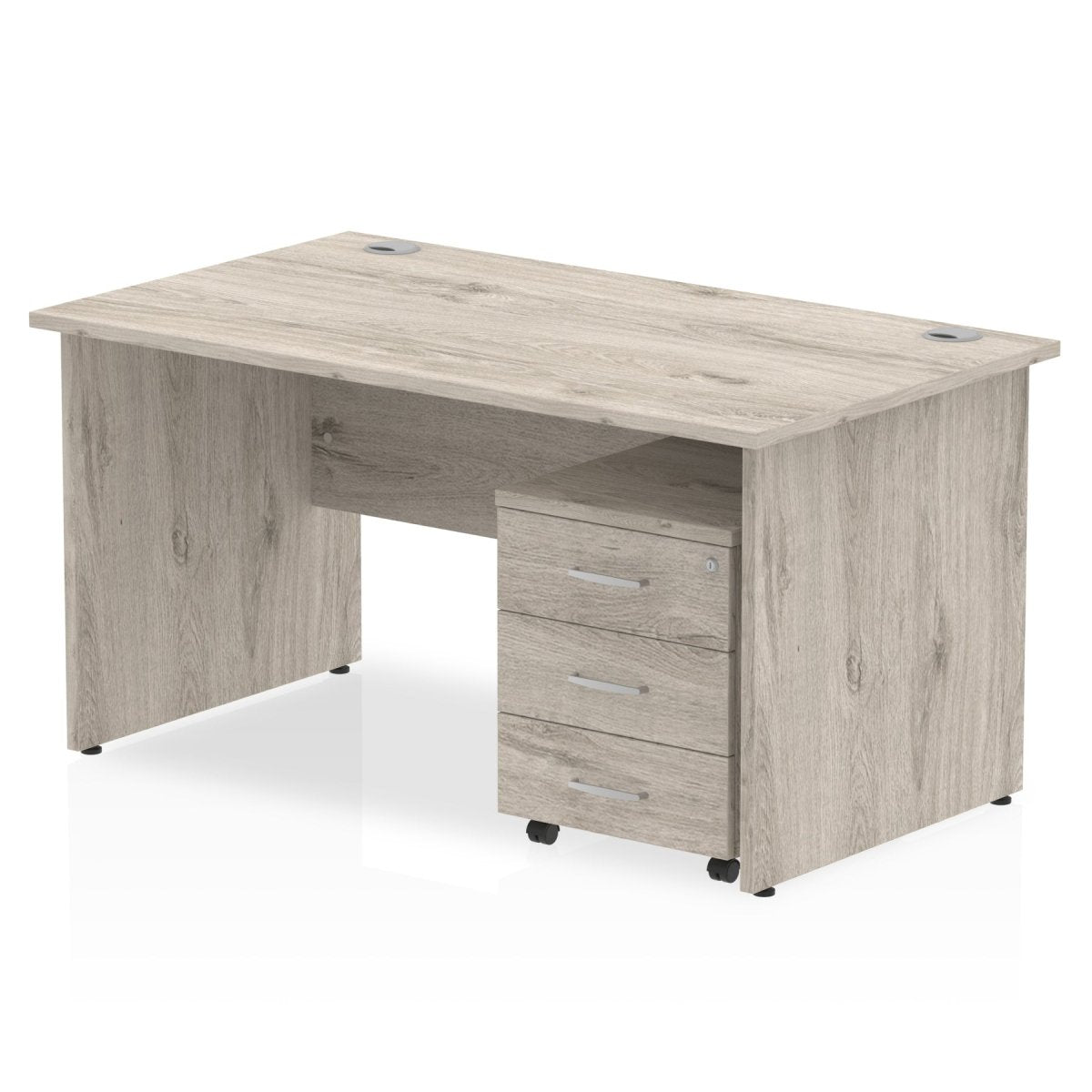 Office furniture impulse-panel-end-straight-desk-with-mobile-pedestal Dynamic  Grey Oak Desk Colour 140 Wide