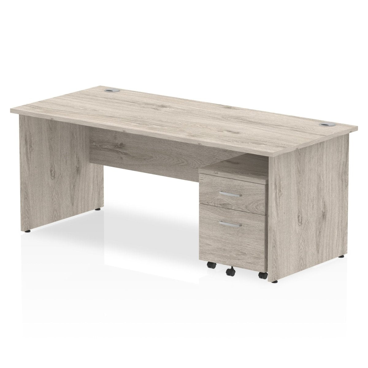 Office furniture impulse-panel-end-straight-desk-with-mobile-pedestal Dynamic  Grey Oak Desk Colour 180 Wide