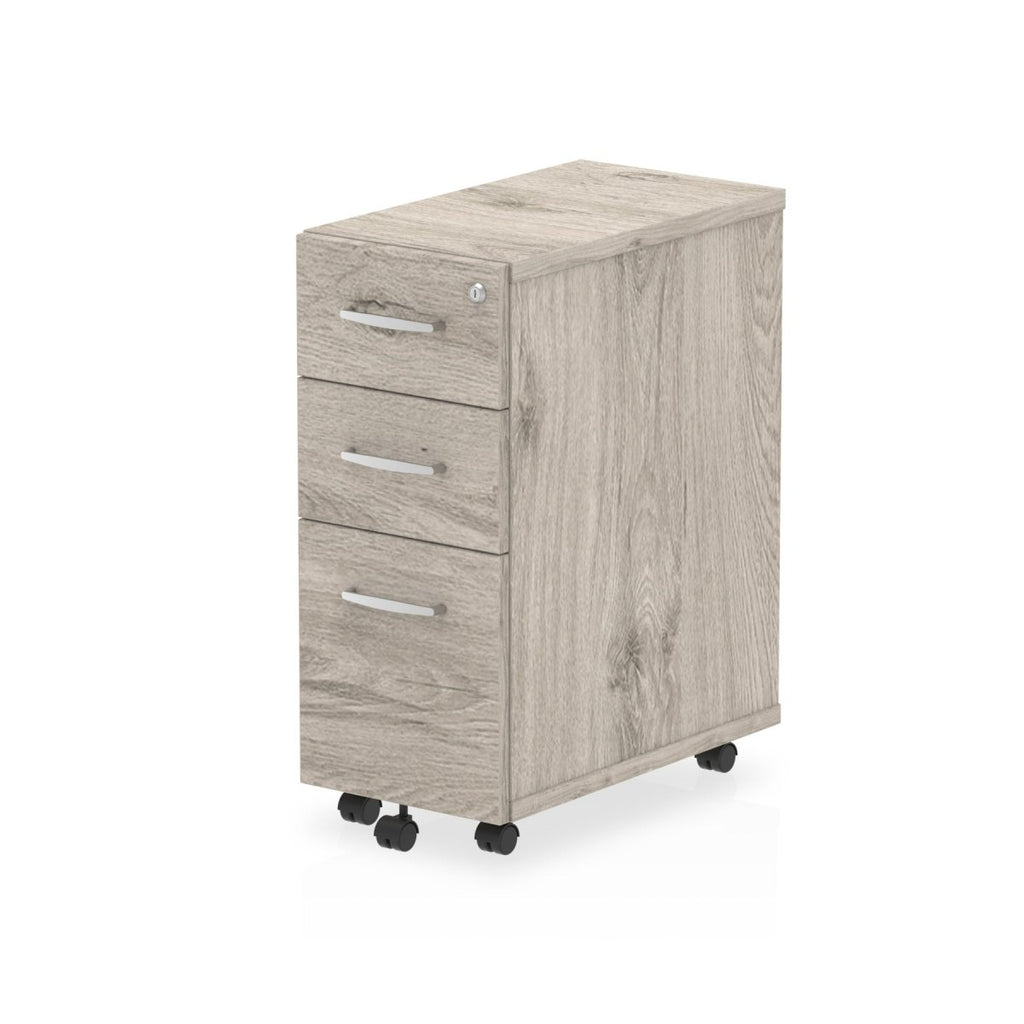 Office furniture impulse-narrow-under-desk-pedestal Dynamic  Grey Oak Desk  3 Drawer 