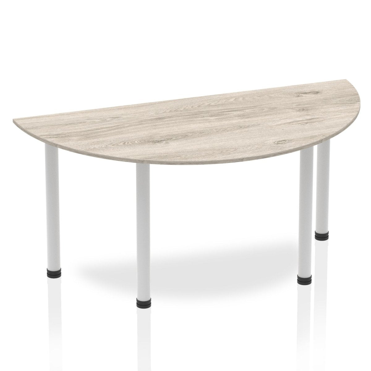 Office furniture impulse-semi-circle-table-with-post-leg Dynamic  Grey Oak 160 Wide Silver