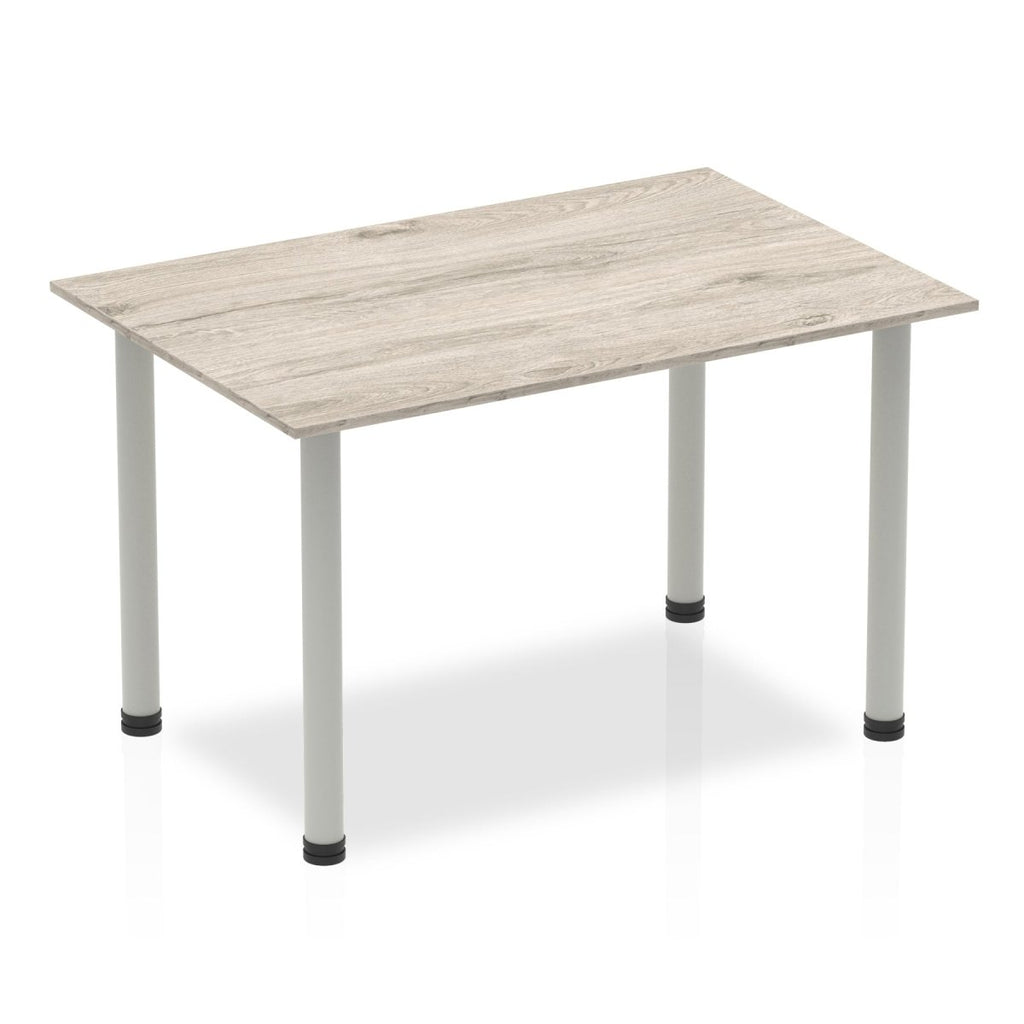 Office furniture impulse-120cm-straight-table-with-post-leg Dynamic  Grey Oak Desk  SilverLeg