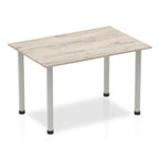 Office furniture impulse-120cm-straight-table-with-post-leg Dynamic  Grey Oak Desk  SilverLeg
