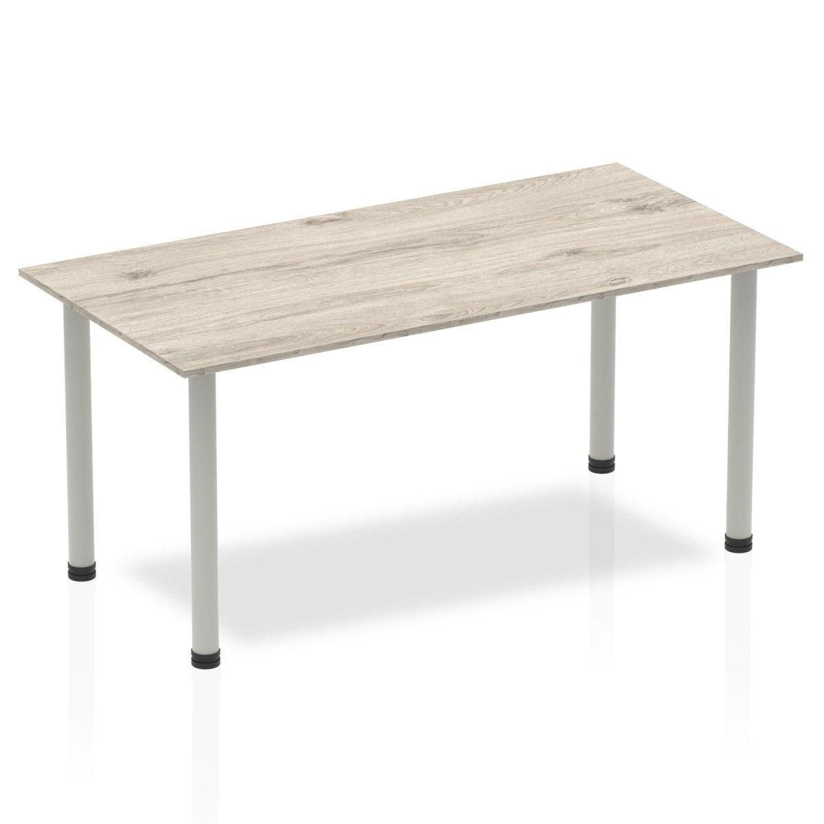 Office Table Impulse 160cm Straight Table With Post Leg Grey Oak Silver Dynamic Office  