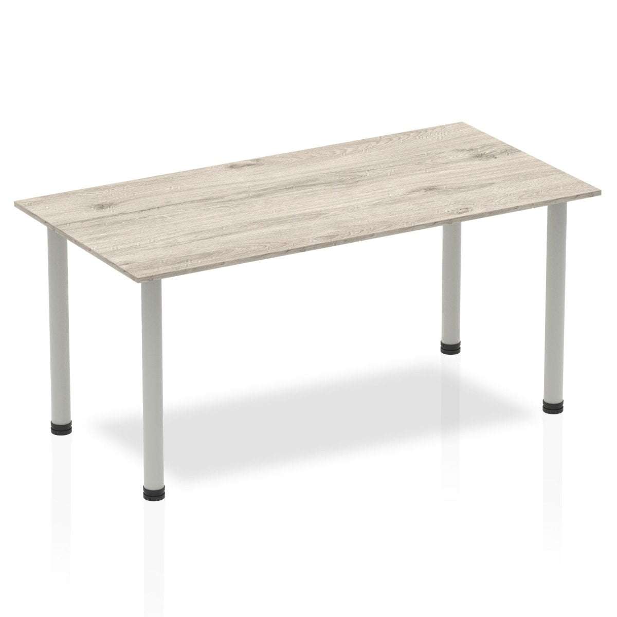 Office Table Impulse 160cm Straight Table With Post Leg Grey Oak Silver Dynamic Office  