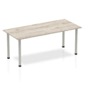 Office Table Impulse 180cm Straight Table With Post Leg Grey Oak Silver Dynamic Office  