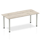 Office Table Impulse 180cm Straight Table With Post Leg Grey Oak Silver Dynamic Office  