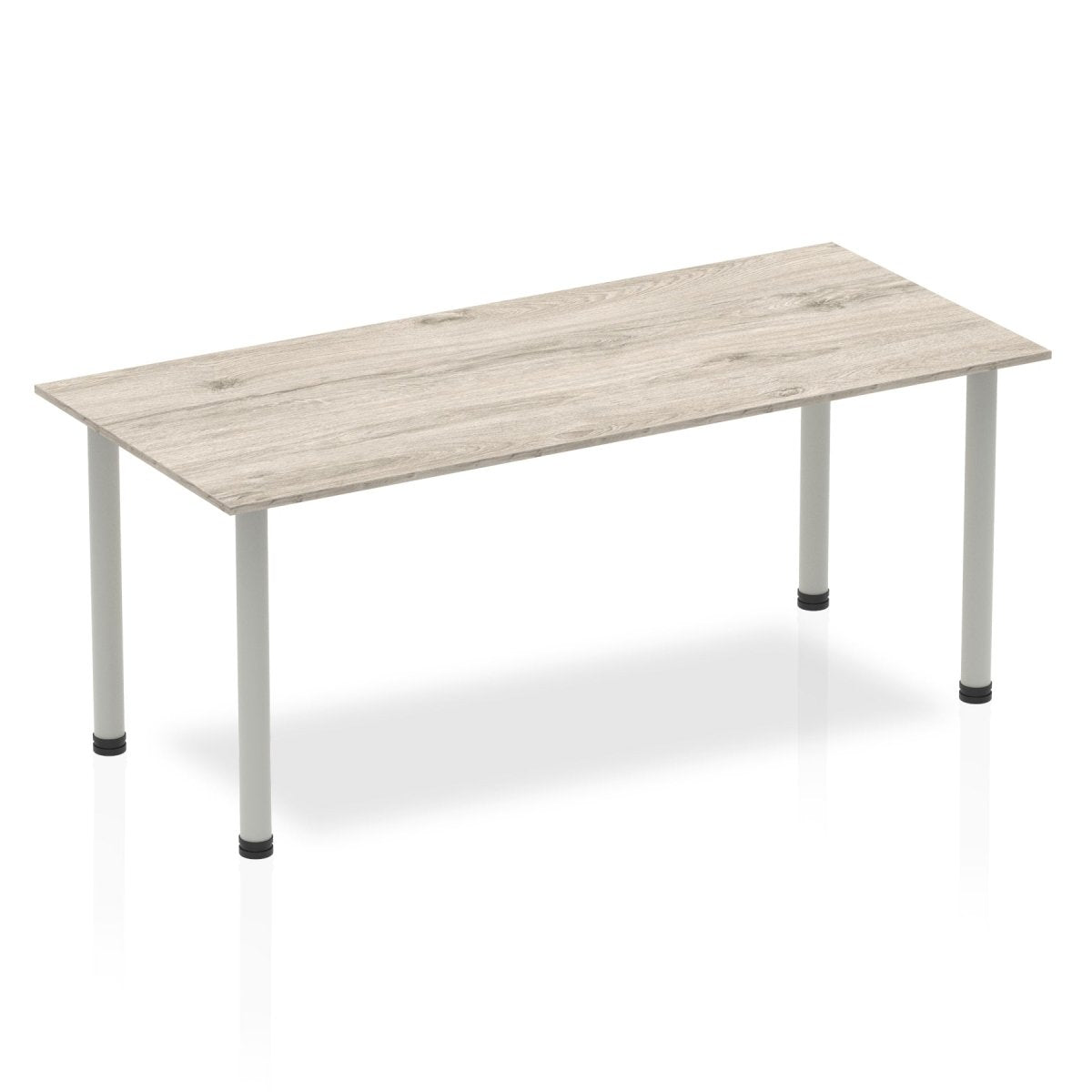 Office Table Impulse 180cm Straight Table With Post Leg Grey Oak Silver Dynamic Office  