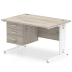Office furniture impulse-120mm-cable-managed-straight-desk-with-fixed-pedestal Dynamic  Grey Oak Desk Colour 3 Drawer 