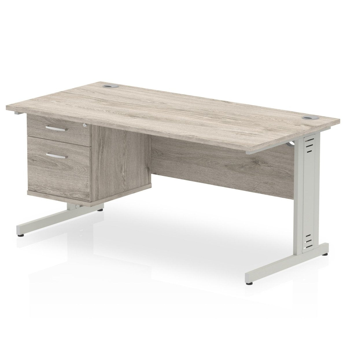 Office furniture impulse-160mm-cable-managed-straight-desk-with-fixed-pedestal Dynamic  BEECH Desk Colour 3 Drawer 
