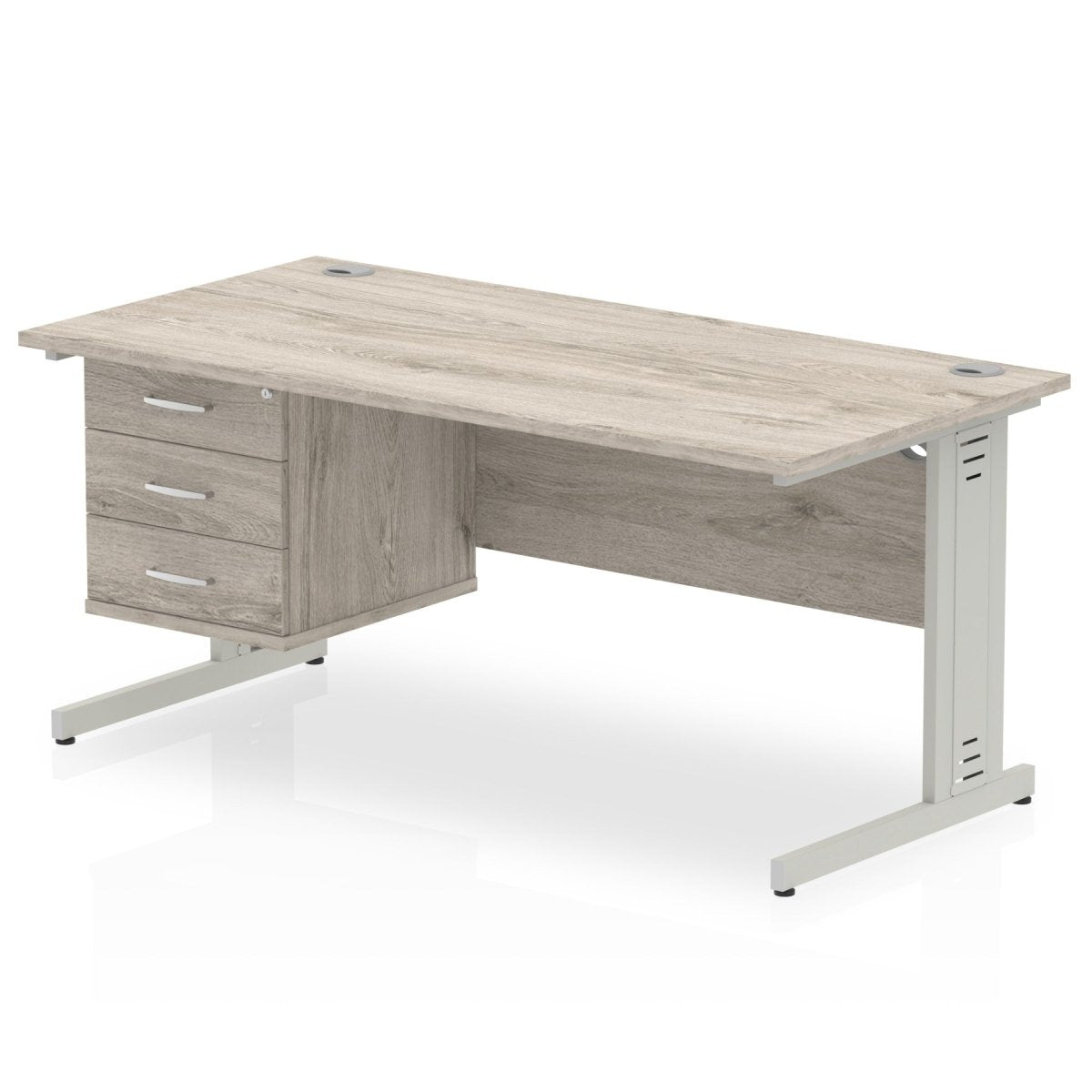 Office furniture impulse-160mm-cable-managed-straight-desk-with-fixed-pedestal Dynamic  BEECH Desk Colour 2 Drawer x2 