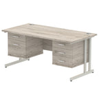 Office furniture impulse-cantilever-straight-desk-silver-frame-with-fixed-pedestal Dynamic  BEECH 160 Wide 2 Drawer x2