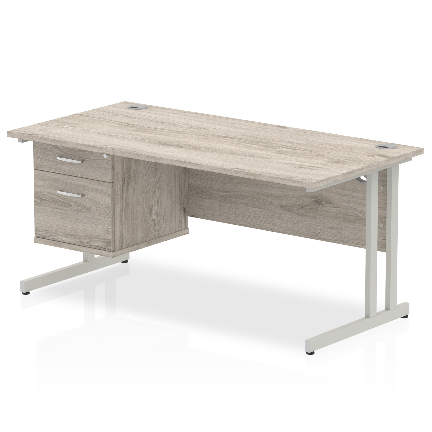 Office furniture impulse-cantilever-straight-desk-silver-frame-with-fixed-pedestal Dynamic  BEECH 160 Wide 3 Drawer x2