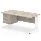 Office furniture impulse-160mm-cable-managed-straight-desk-with-fixed-pedestal Dynamic  Grey Oak Desk Colour 3 Drawer 