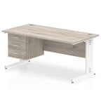 impulse-160mm-cable-managed-straight-desk-with-fixed-pedestal Dynamic  Grey Oak Desk Colour 2 Drawer x2 
