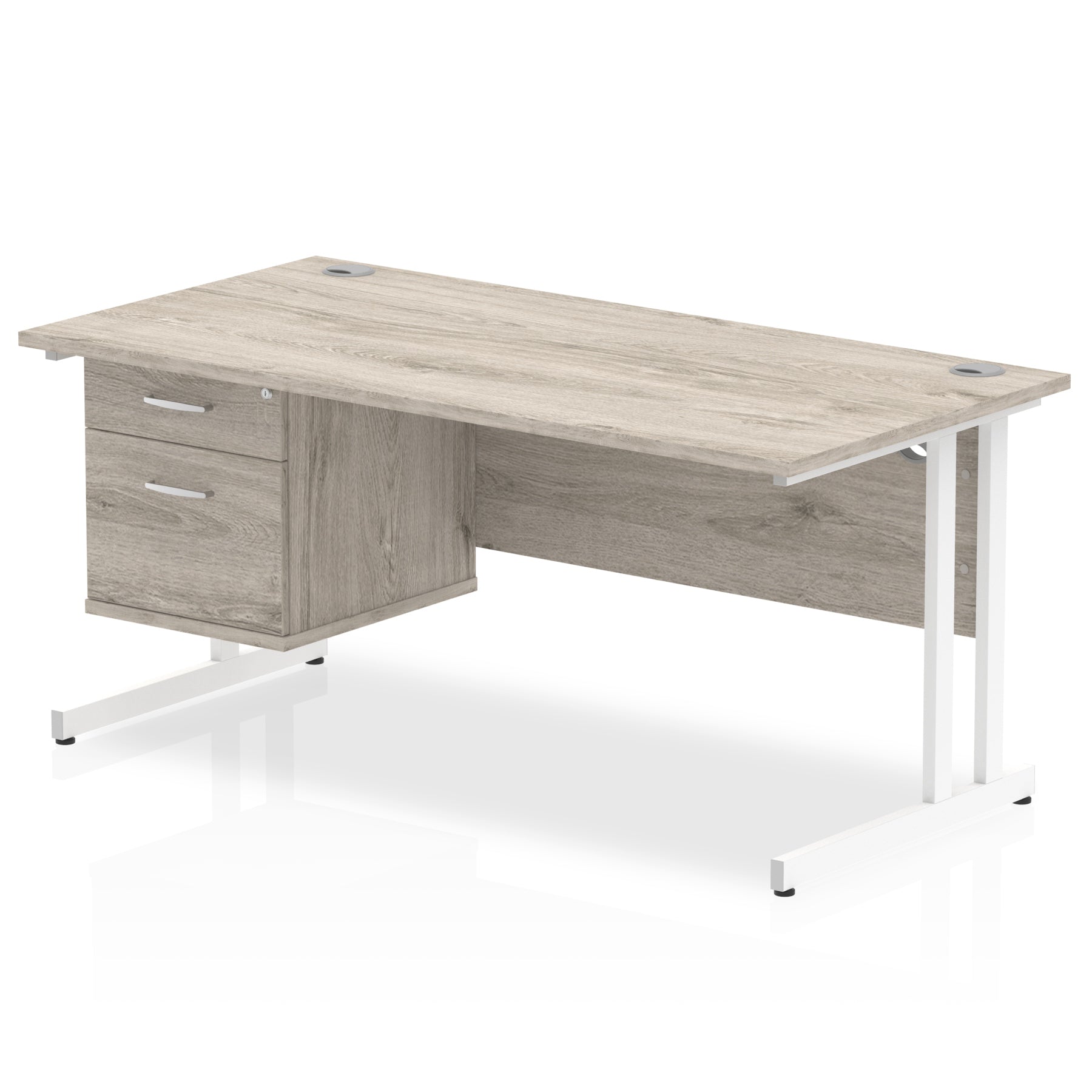 Office furniture impulse-cantilever-straight-desk-white-frame-with-fixed-pedestal Dynamic  BEECH 160 Wide 3 Drawer x2