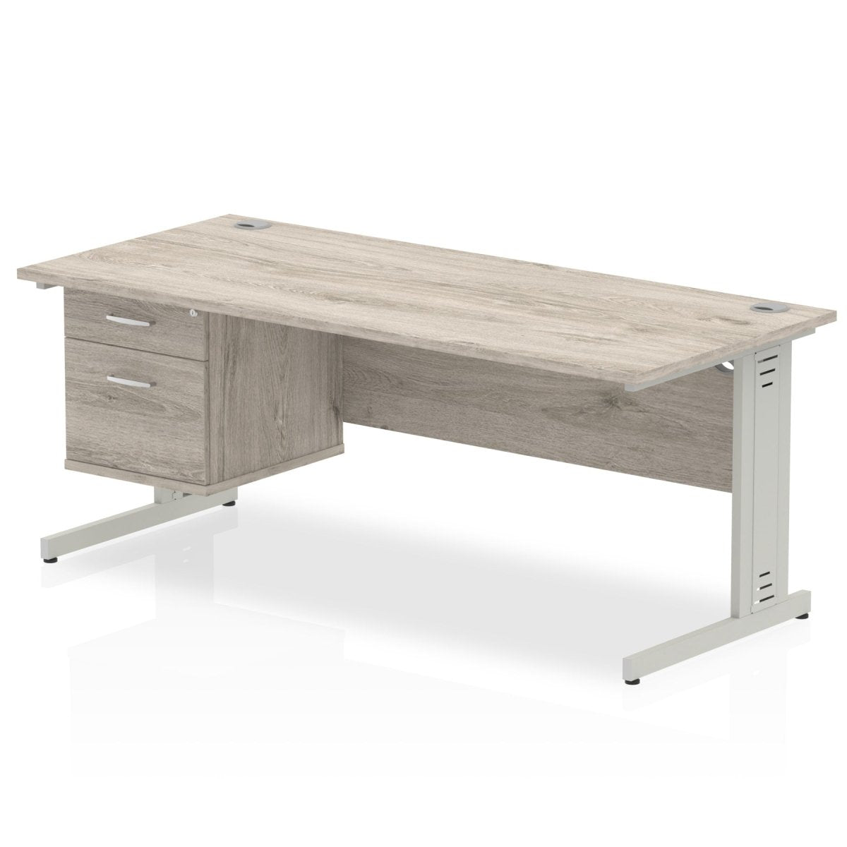 Office furniture impulse-180mm-cable-managed-straight-desk-with-fixed-pedestal Dynamic  BEECH Desk Colour 2 Drawer x2 