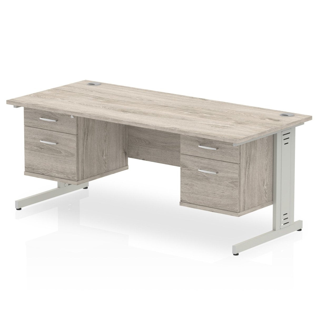 Office furniture impulse-180mm-cable-managed-straight-desk-with-fixed-pedestal Dynamic  BEECH Desk Colour 3 Drawer x2 
