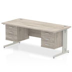 impulse-180mm-cable-managed-straight-desk-with-fixed-pedestal Dynamic  Grey Oak Desk Colour 2 Drawer & 3 Drawer 