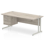 Office furniture impulse-cantilever-straight-desk-silver-frame-with-fixed-pedestal Dynamic  WHITE 160 Wide 2 Drawer x2
