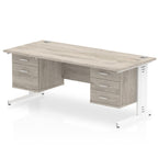 impulse-180mm-cable-managed-straight-desk-with-fixed-pedestal Dynamic  Grey Oak Desk Colour 2 Drawer & 3 Drawer 