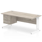Office furniture impulse-180mm-cable-managed-straight-desk-with-fixed-pedestal Dynamic  Grey Oak Desk Colour 2 Drawer 