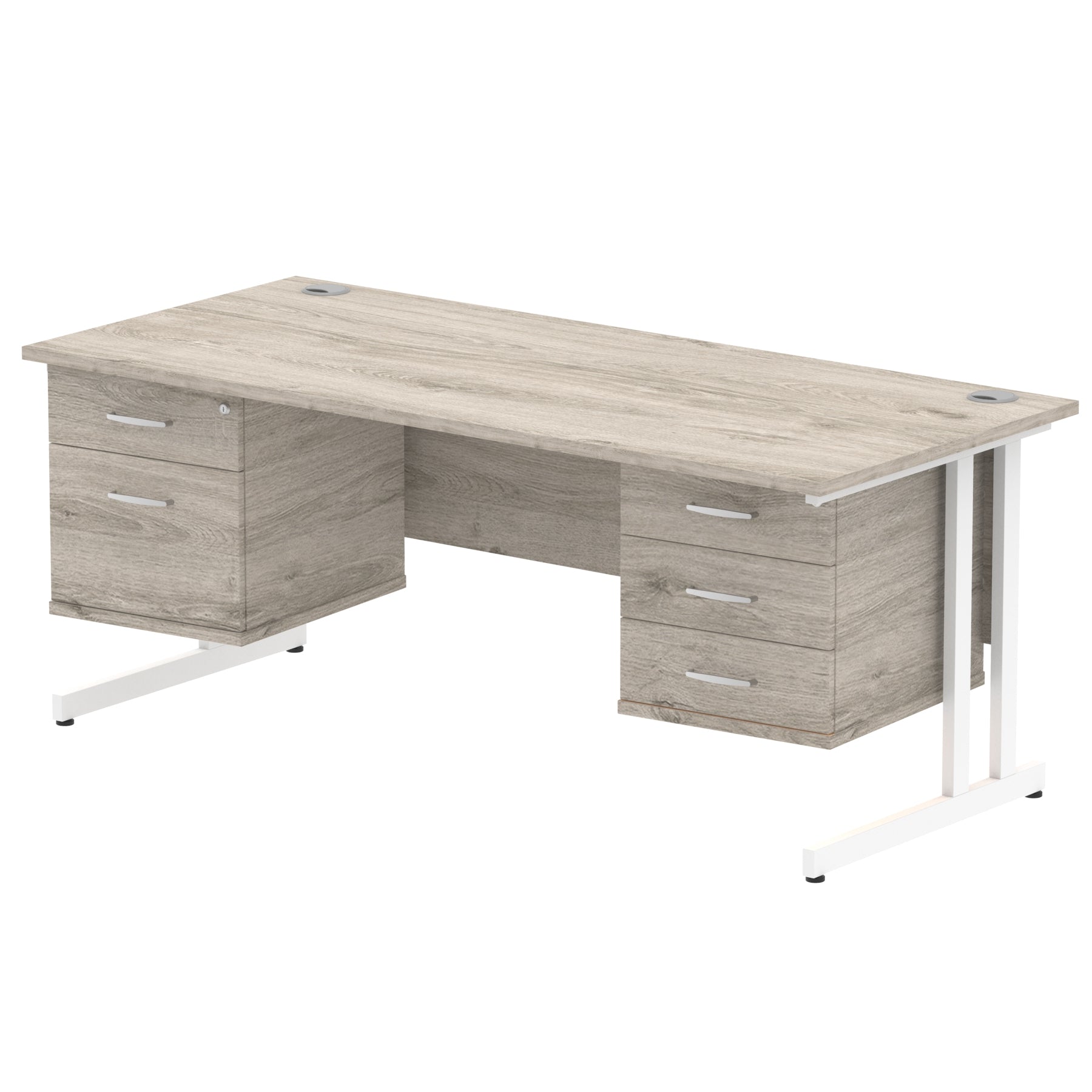 Office furniture impulse-cantilever-straight-desk-white-frame-with-fixed-pedestal Dynamic  WHITE 160 Wide 2 Drawer x2