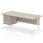Office furniture impulse-cantilever-straight-desk-white-frame-with-fixed-pedestal Dynamic  WHITE 160 Wide 3 Drawer x2