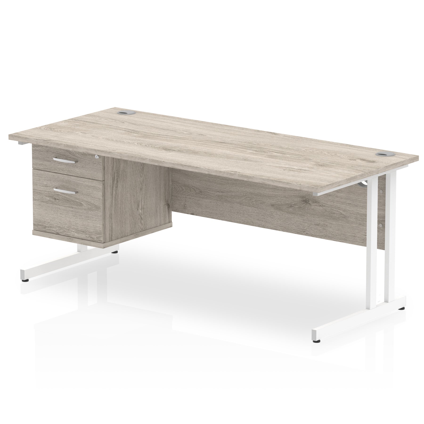 Office furniture impulse-cantilever-straight-desk-white-frame-with-fixed-pedestal Dynamic  WHITE 160 Wide 3 Drawer x2